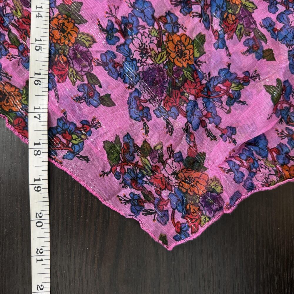 Angie Y2K Top Womens Medium Floral Sheer Boho Handkerchief Hem Beaded Blouse NEW - Picture 8 of 9